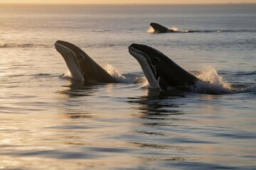 Fototapeta premium Majestic Whale Swimming Gracefully in the Ocean