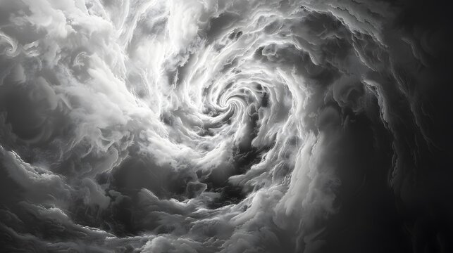 Stormy Skies Swirling Cloud Formation in Dramatic Black and White