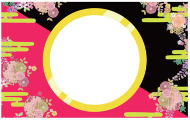 月と薔薇のフレームのイラスト