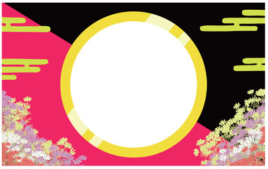 月とコスモスのフレームのイラスト