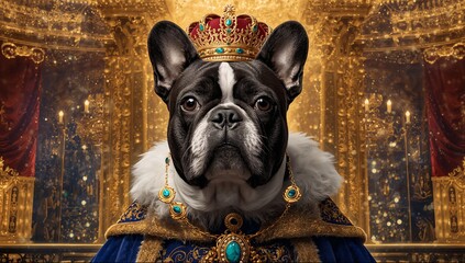Majestic french bulldog royal portrait regal canine king crowned canine companion regal pup kingly pooch noble dog aristocratic breed