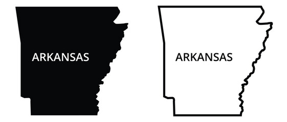 Arkansas map shape, united states of america. Flat concept icon symbol vector illustration .