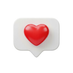Red heart social media notification icon isolated on transparent background