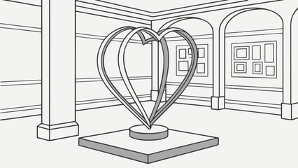 Heart sculpture art gallery exhibition modern art installation love symbol contemporary artwork museum display showcase