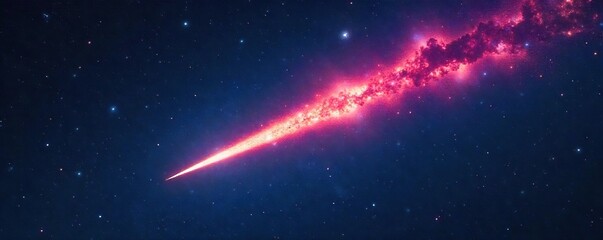Spectacular view of a comet streaking across the night sky, leaving a vibrant trail of light Perfect for astronomy, space, and science projects , space, celestial, vibrant