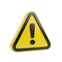 A yellow triangular warning sign with a black border and exclamation mark indicates potential danger or hazard isolated on transparent background