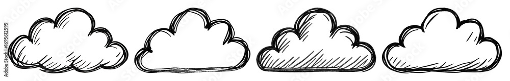 Wall mural hand-drawn clouds in sequence