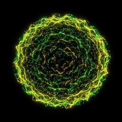 Circular glowing network with transparent background