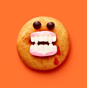 Vampire-Themed Doughnut with Fangs and Blood