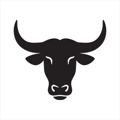 Bull head logo design in bold black silhouette style.