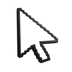 Pixelated computer cursor arrow pointing upwards for website navigation and user interface design isolated on transparent background