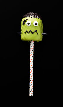 Frankenstein-Themed Cake Popsicle on a Stick