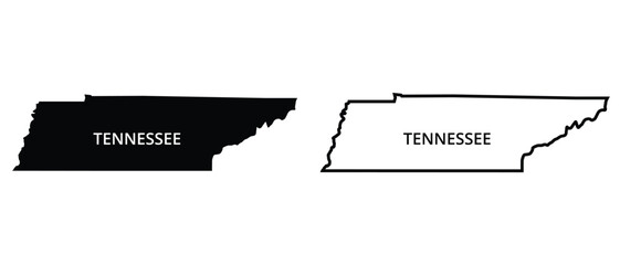 Tennessee black map on white background vector