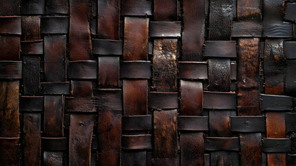 Woven texture background showing dark brown and black interlaced strips.
