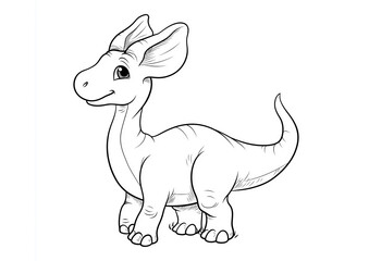 Parasaurolophus Coloring Book for Kids, Dinosaur coloring page and vector illustration.