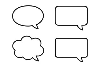Fototapeta premium Set of speech bubble outline icons for communication. Vector talk and thought bubbles for chat, messages, comics, and quotes. Dialogue sign for web, graphic design, apps.
