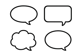 Speech bubble outline icon set. Communication, chat, dialogue symbol collection. Vector cartoon illustration for graphic design, web, apps, social media, comics, messages.