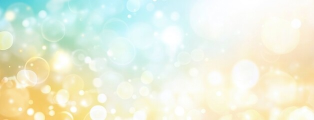Obraz premium Soft bokeh background with a gentle gradient transitioning from light blue to yellow, creating a warm and uplifting atmosphere.