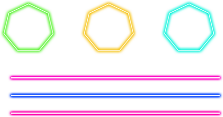 Bright neon geometric shapes and lines abstract digital art glowing forms