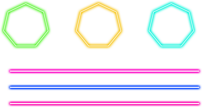 Bright neon geometric shapes and lines abstract digital art glowing forms