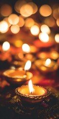 Authentic Diwali Festival Lights Celebration with Traditional Diyas Premium Cultural Heritage Content for Diverse Family Marketing and Social Media Campaigns