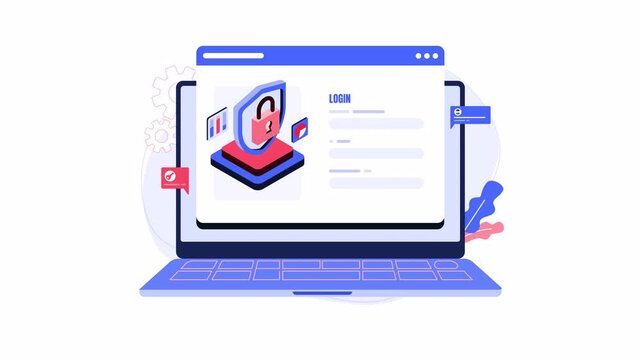 Login animation padlock icon online form is perfect for cybersecurity, technology, data protection, internet security concepts.