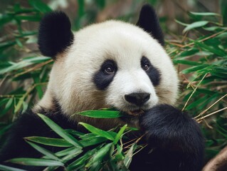 Fototapeta premium High-Quality Authentic Panda Wildlife Conservation Image Inspiring Nature and Sustainable Living for Modern Environmental Campaigns and Social Media Marketing