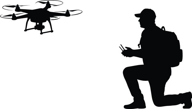 black drone and man silhouette clip art preview