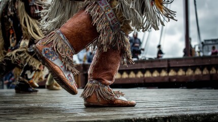 Indigenous Literacy Day Celebration with Authentic Traditional Dance and Beaded Fringed Boots for Autumn Canadian Heritage and Thanksgiving Marketing Campaigns