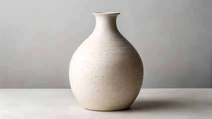 A single minimalist ceramic vase with an organic uneven shape