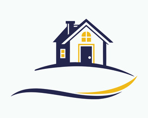 Real estate logo with a house icon, a simple vector illustration of a building for residential property business design