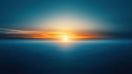 Fototapeta premium Beach sunset fog concept. Vibrant sunset over calm waters with a gradient of colors in the sky.