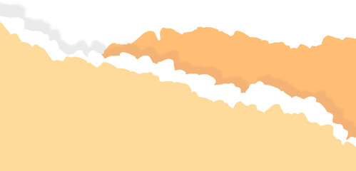 Obraz premium Torn Paper Layer Background, Orange and White Texture, Isolated Background, Handmade Style Decorative Design
