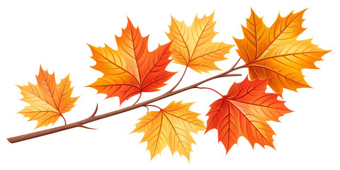 Realistic Autumn Tree Branch with Vibrant Orange and Yellow Leaves on Transparent Background
Detailed Fall Tree Branch with Natural Shaded Leaves for Seasonal Design