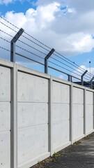 Concrete barrier with barbed wire