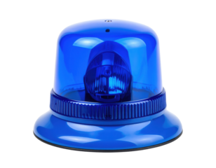A blue emergency light with a rounded top, typically used on vehicles for signaling and alerts.