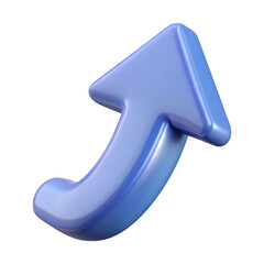 3d blue upward arrow isolated on transparent background