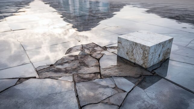 Modern High-Quality Abstract Cube Installation Symbolizing Heat Adaptation and Structural Resilience for Professional Architectural Marketing Campaigns