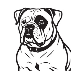 A minimalist elegant vector of an Alapaha Bulldog breed, black and white design with black outline, suitable for templates, icons, or digital projects.
