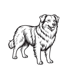 Minimalist vector design of a shepherd dog, rendered in black and white with black outline, ideal for logos, illustrations, or creative graphic templates.