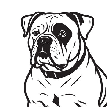 A minimalist elegant vector of an Alapaha Bulldog breed, black and white design with black outline, suitable for templates, icons, or digital projects.