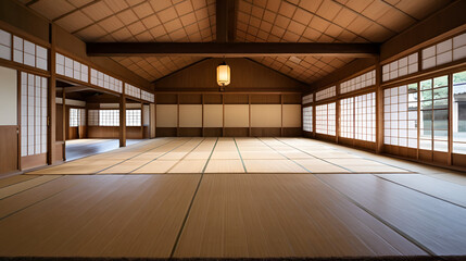 interior of empty japanese dojo school