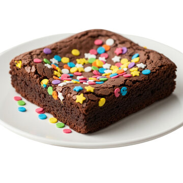 Delicious brownie with vibrant sprinkles, perfect for dessert, celebration, or sweet indulgence.