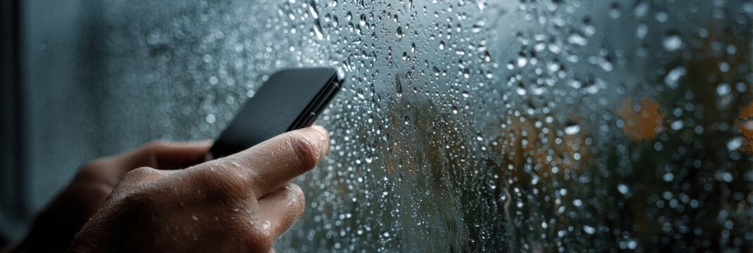 Premium High-Quality Smartphone Severe Storm Alert Notification Modern Tech and Safety Awareness for Young Professionals in Emergency Weather Campaigns - Powered by Adobe