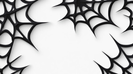 Obraz premium Black spider webs create a striking contrast against a white background, forming an intricate and artistic design.