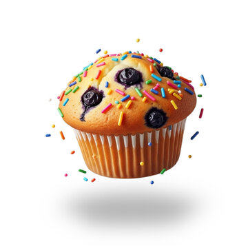 Delicious blueberry muffin with colorful sprinkles perfect for breakfast or a sweet treat