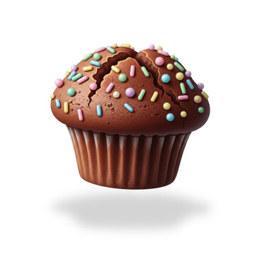 Delicious chocolate muffin with colorful sprinkles, perfect for celebrations and sweet moments