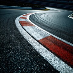 Modern Professional Race Track Curve with Skid Marks and Curb Detail High-Quality Visual for Agile Postal Service Marketing and Corporate Advertising