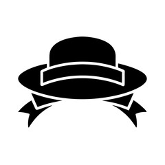 sun hat with ribbon silhouette vector flat clean