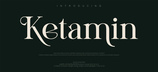 Ketamin Modern Font. Sans Serif Font. Regular Uppercase Lowercase Typography urban style alphabet fonts for fashion, sport, technology, digital, movie, logo design, vector illustration